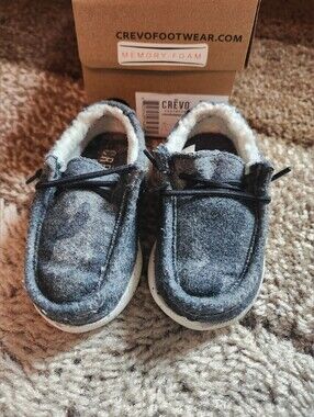 Crevo Kids' Gray Camo Fleece-Lined Slip-On Shoes